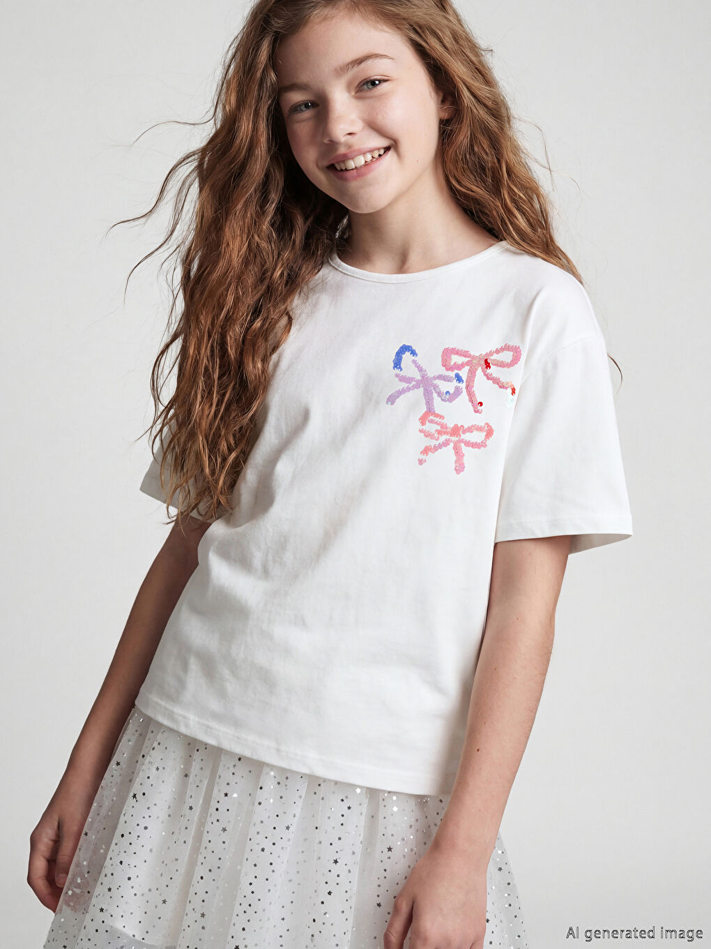 қыздарға арналған жылтыр кестеленген футболка