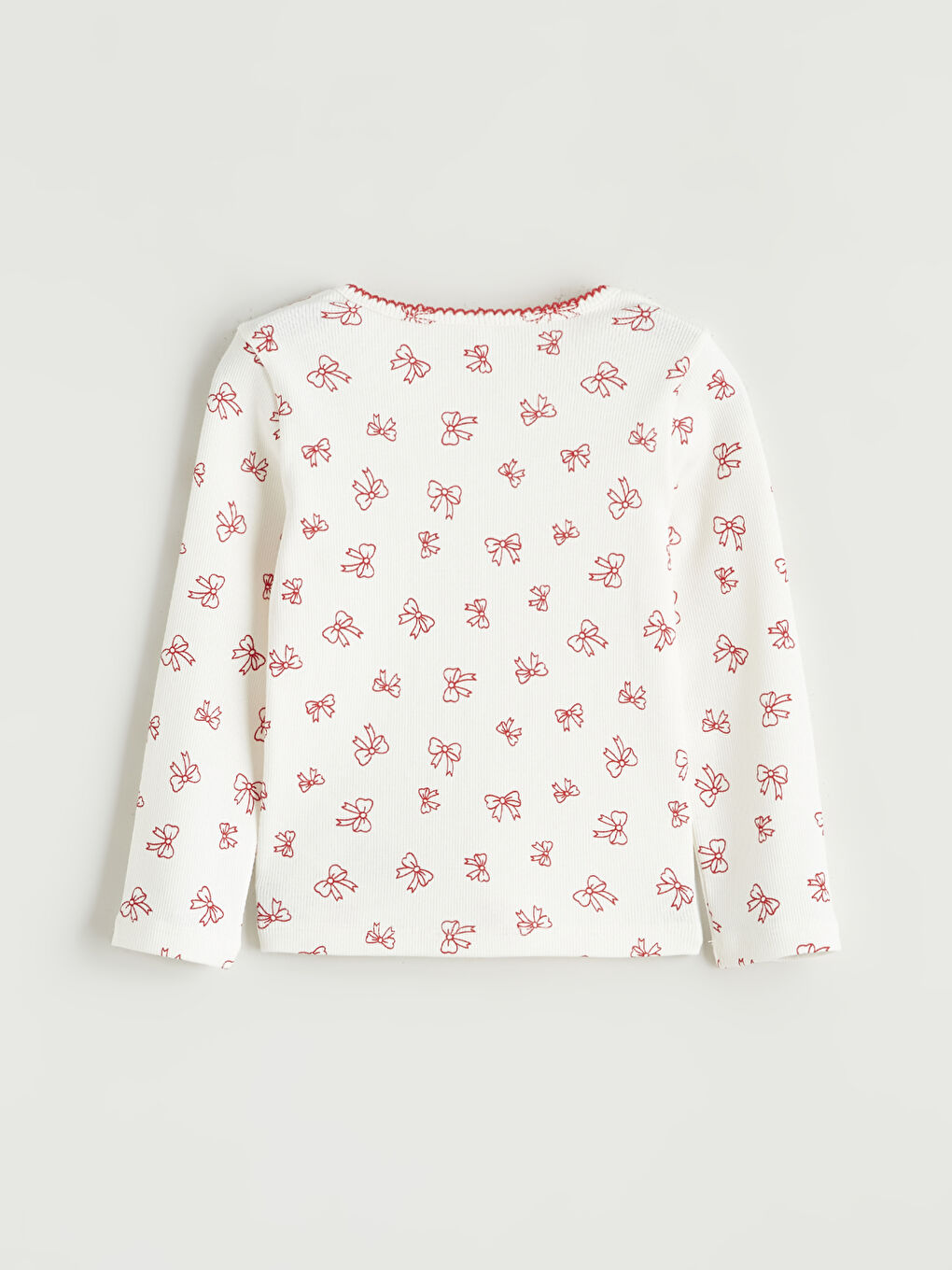 Kırmızı Kurdele Baskılı Kız Çocuk Bluz ve Tayt-3