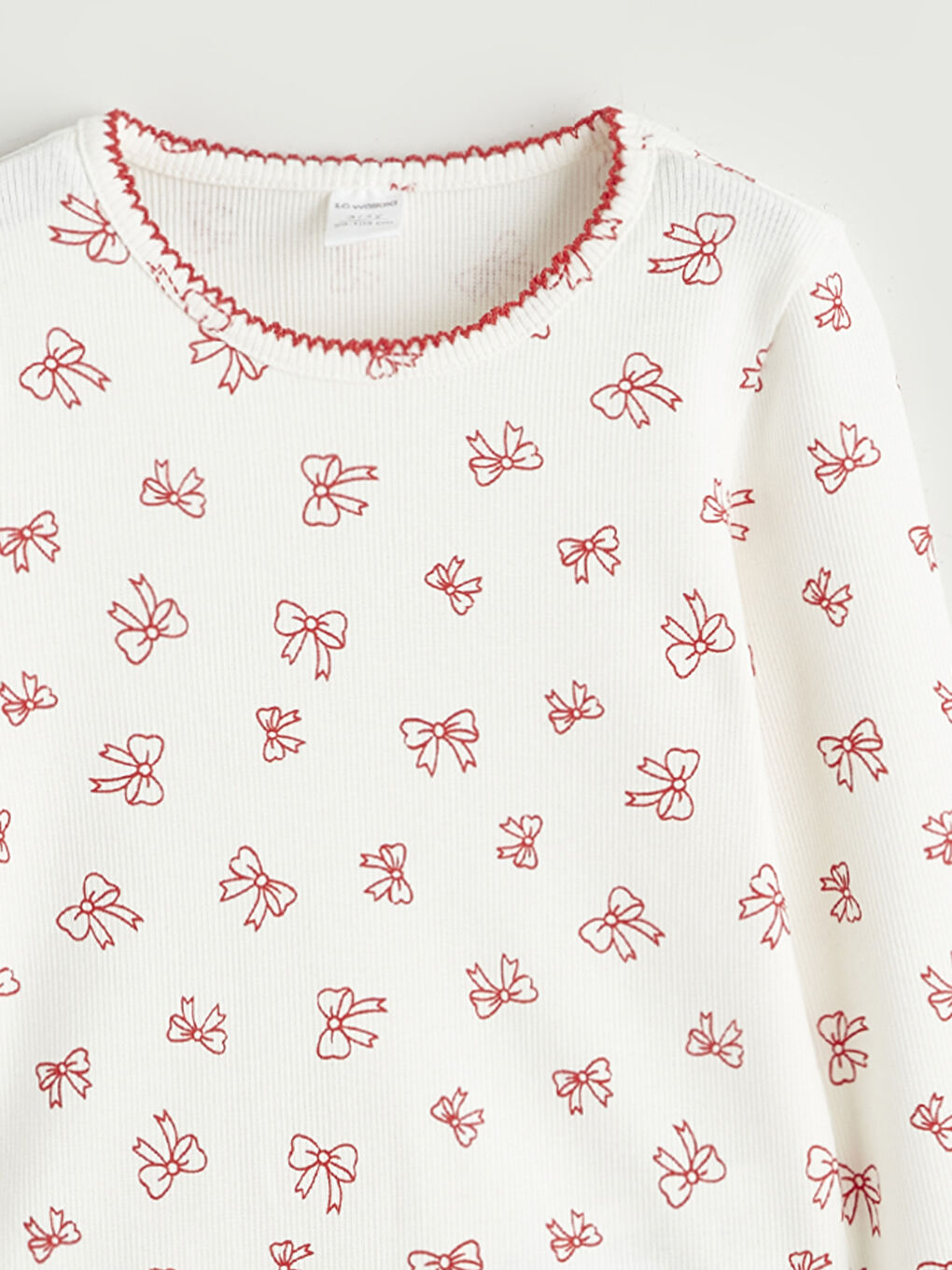 Kırmızı Kurdele Baskılı Kız Çocuk Bluz ve Tayt-5