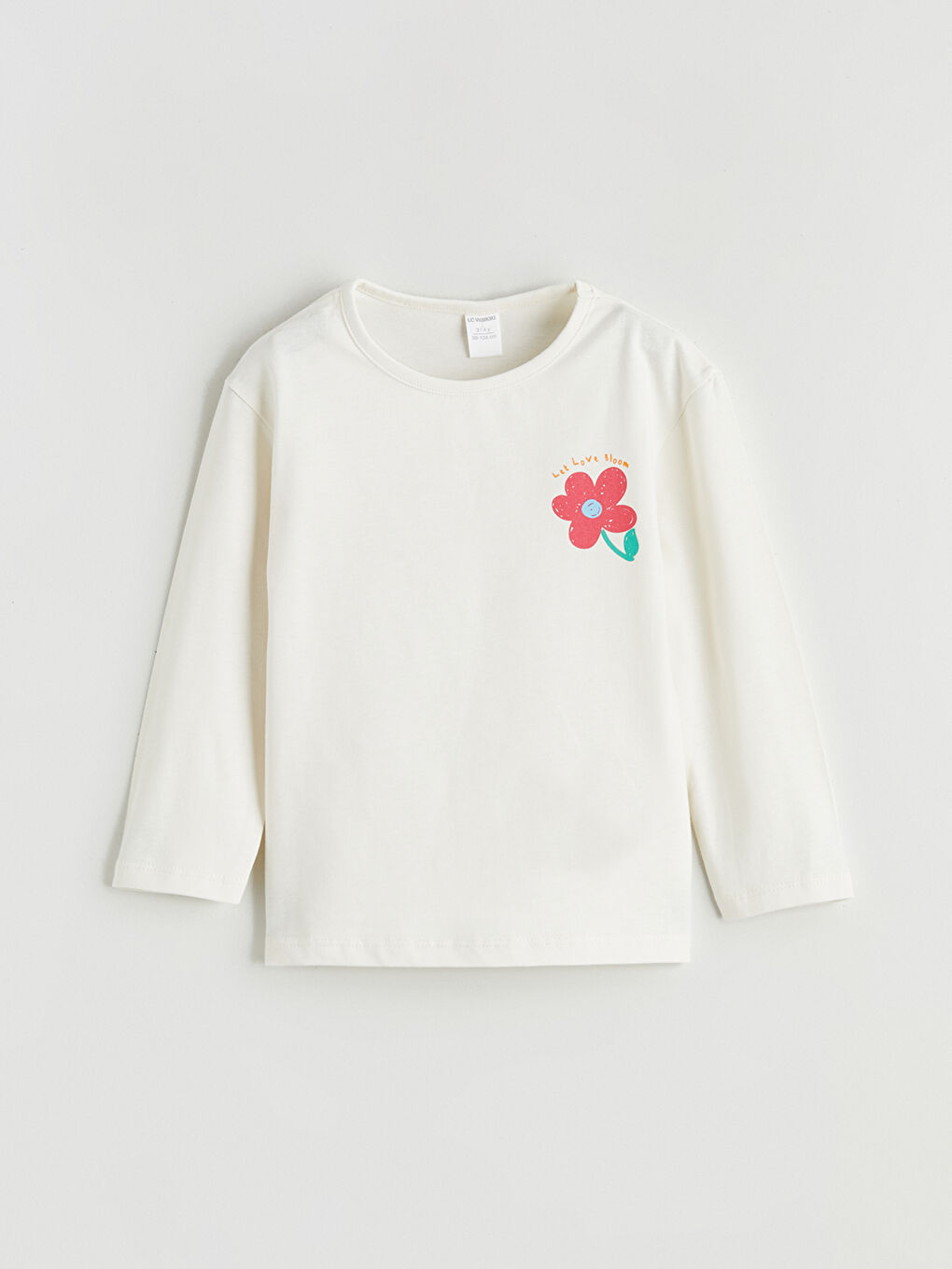 Ekru Çiçek Baskılı Kız Çocuk Tişört ve Tayt-1