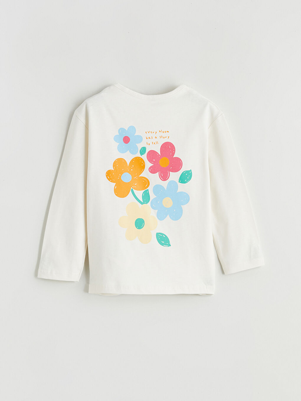 Ekru Çiçek Baskılı Kız Çocuk Tişört ve Tayt-3