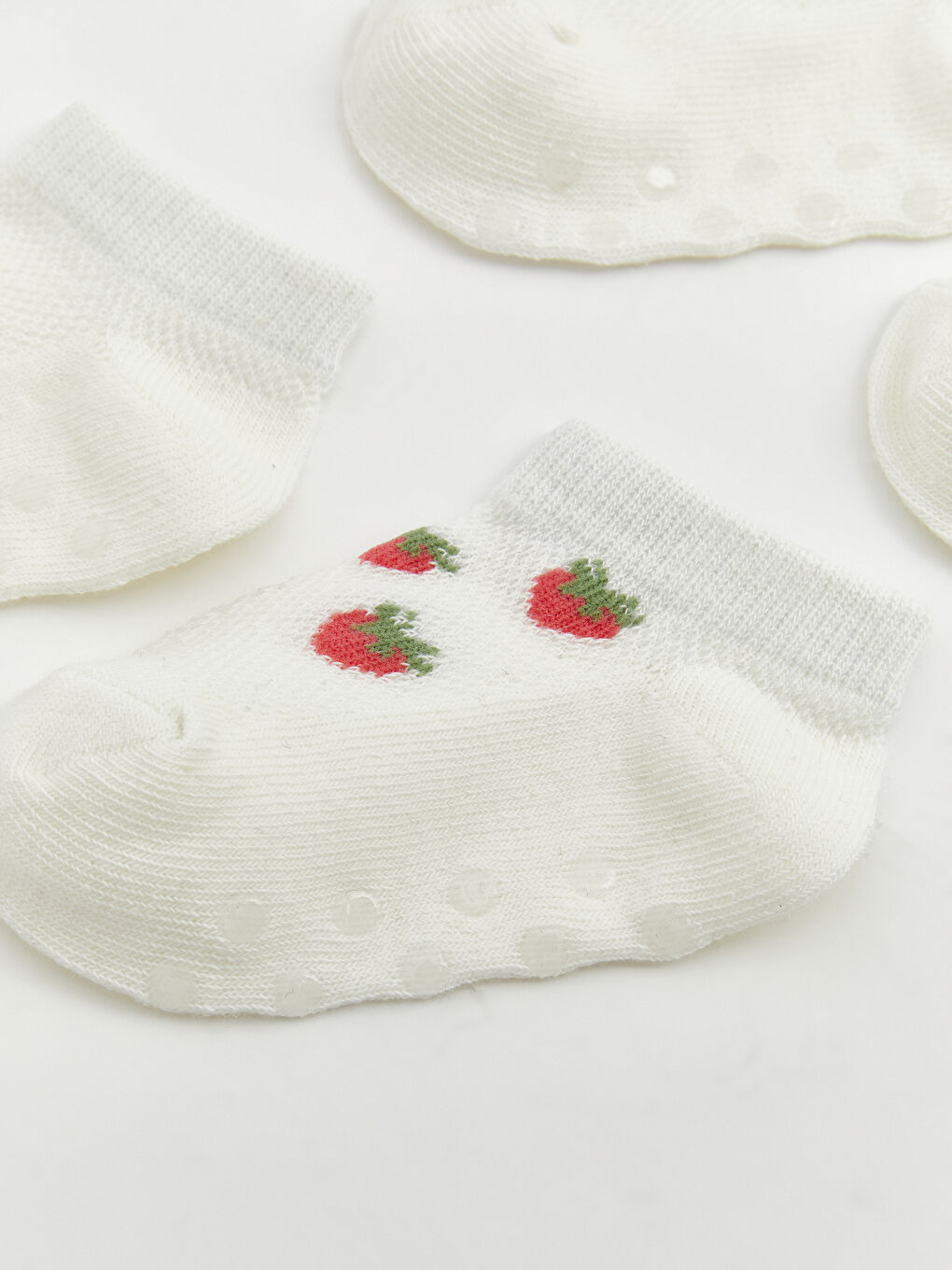 Ekru Kız Bebek Desenli 5'li Paket Patik Çorap-2