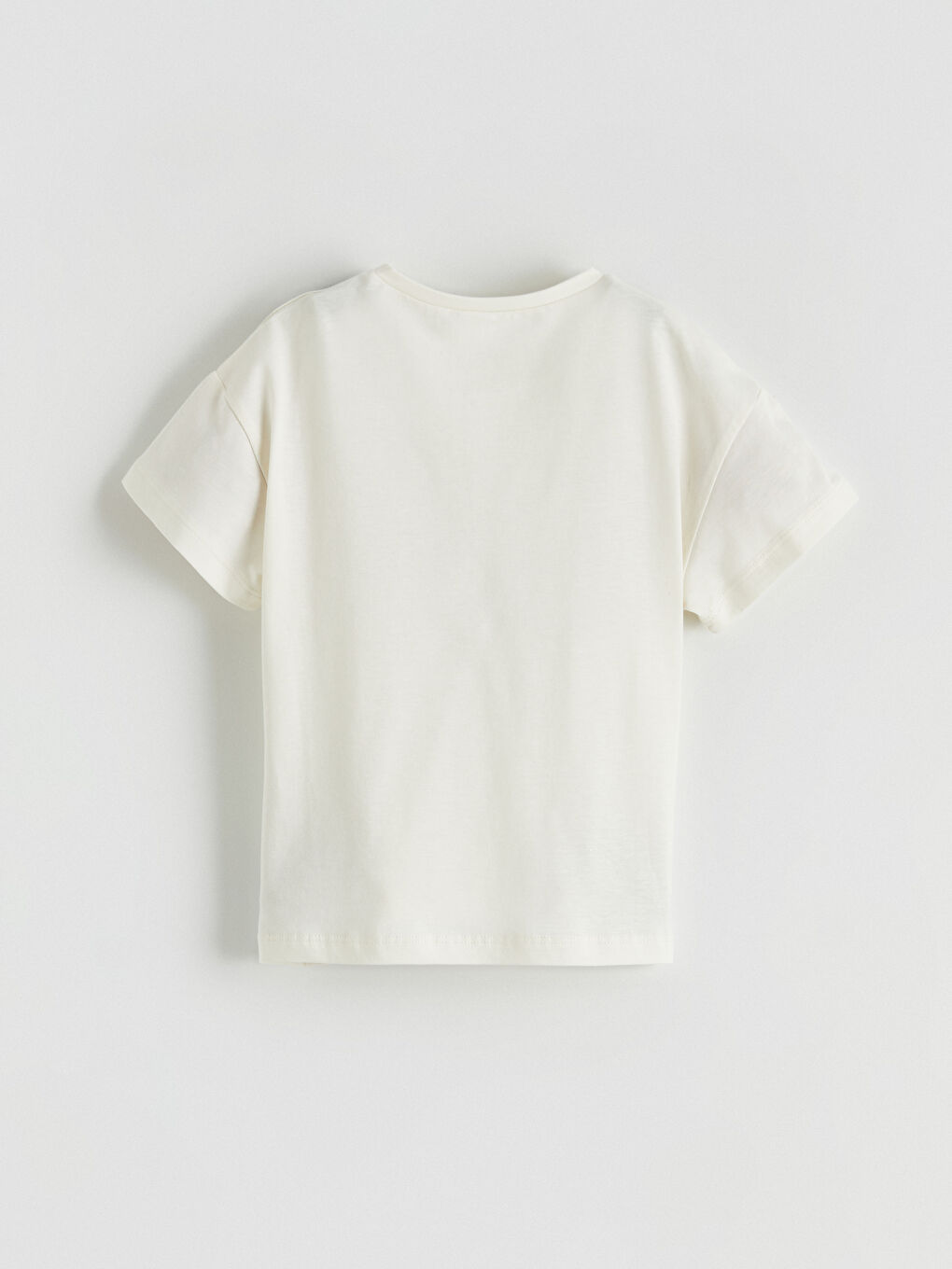 Ekru Bisiklet Yaka Baskılı Kız Çocuk Tişört ve Tayt-3