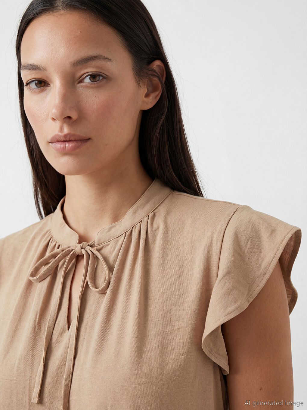 بلوزة بربطة عنق وكم مكشكش-2