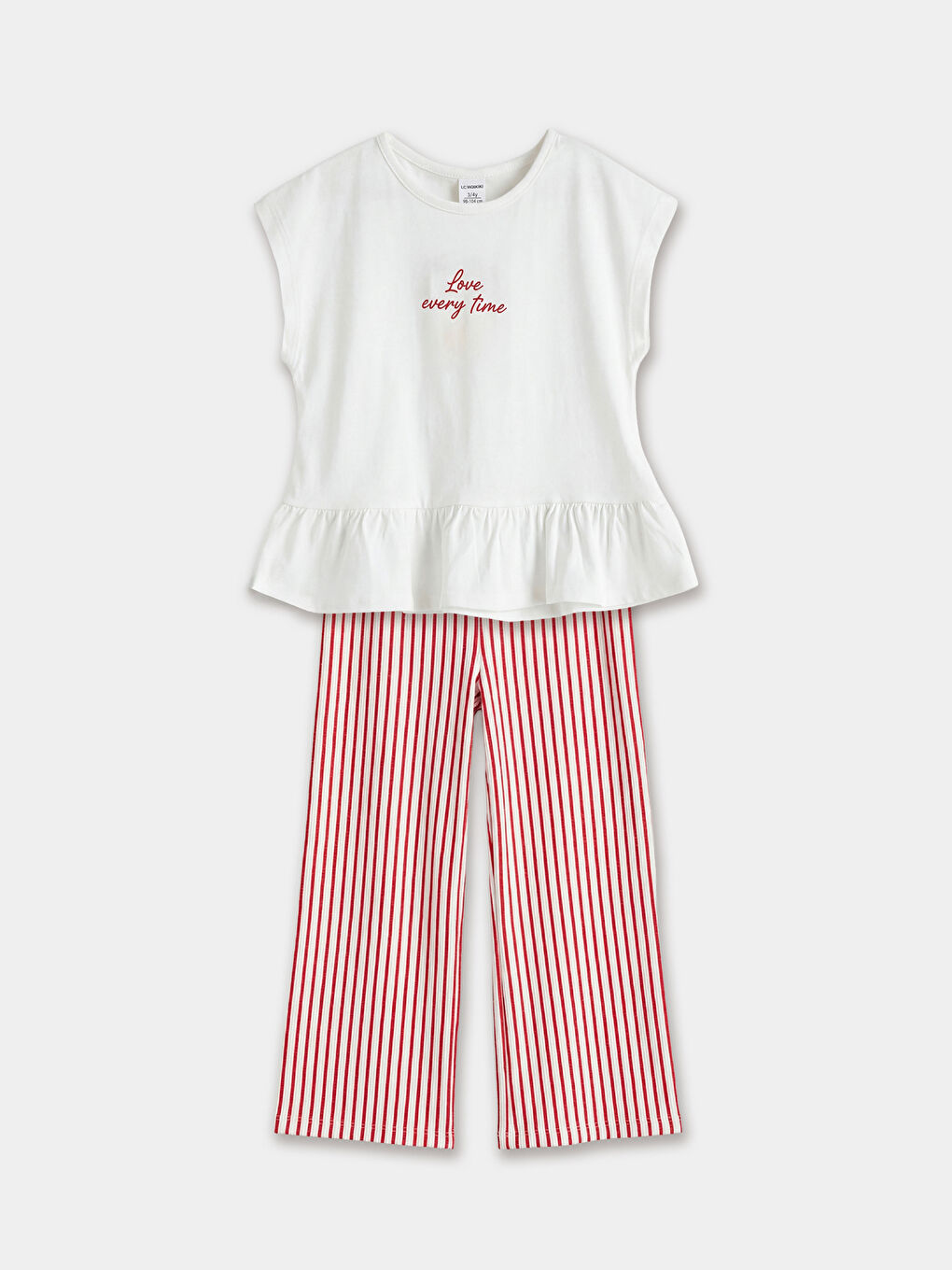 Ekru Bisiklet Yaka Kız Çocuk Bluz ve Pantolon-2