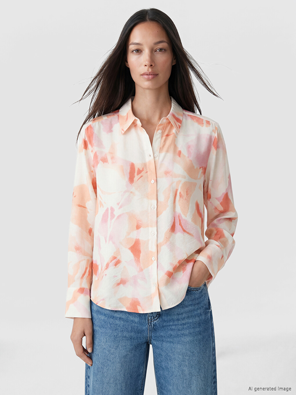 Patterned Oversize Women's Shirt