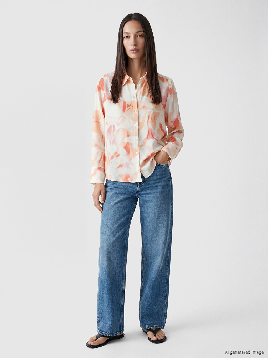 Patterned Oversize Women's Shirt-1