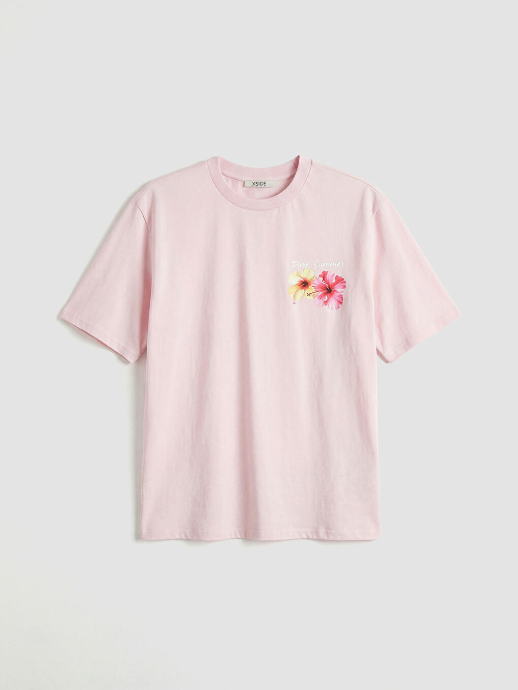 Çiçekli Oversize Kadın Tişört-5