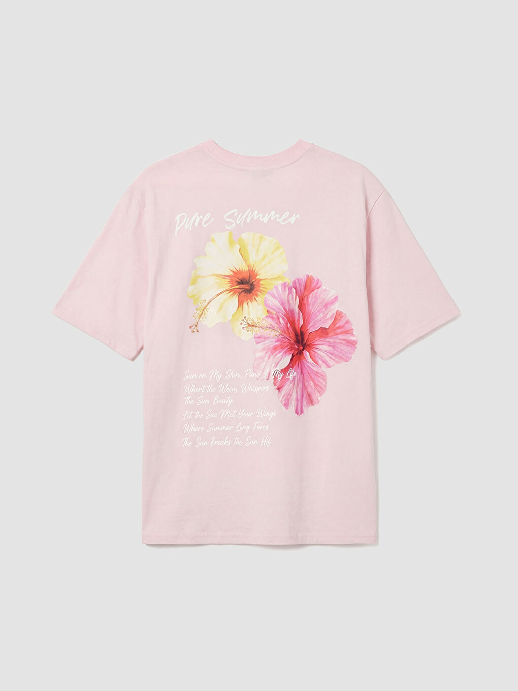 Çiçekli Oversize Kadın Tişört-6