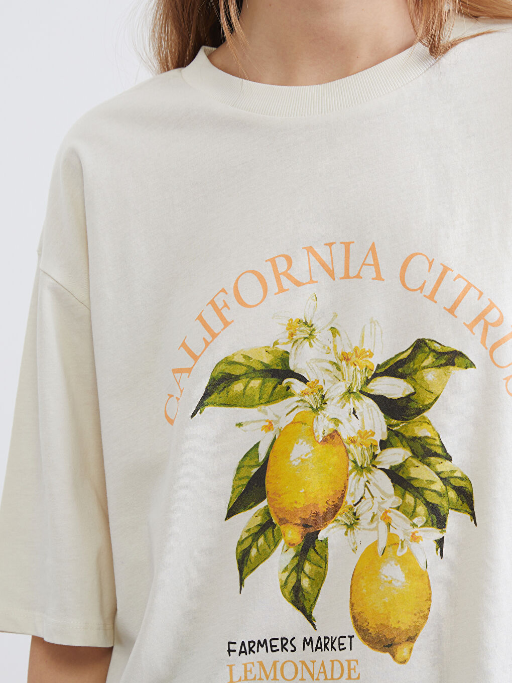 California Baskılı Oversize Kadın Tişört-2