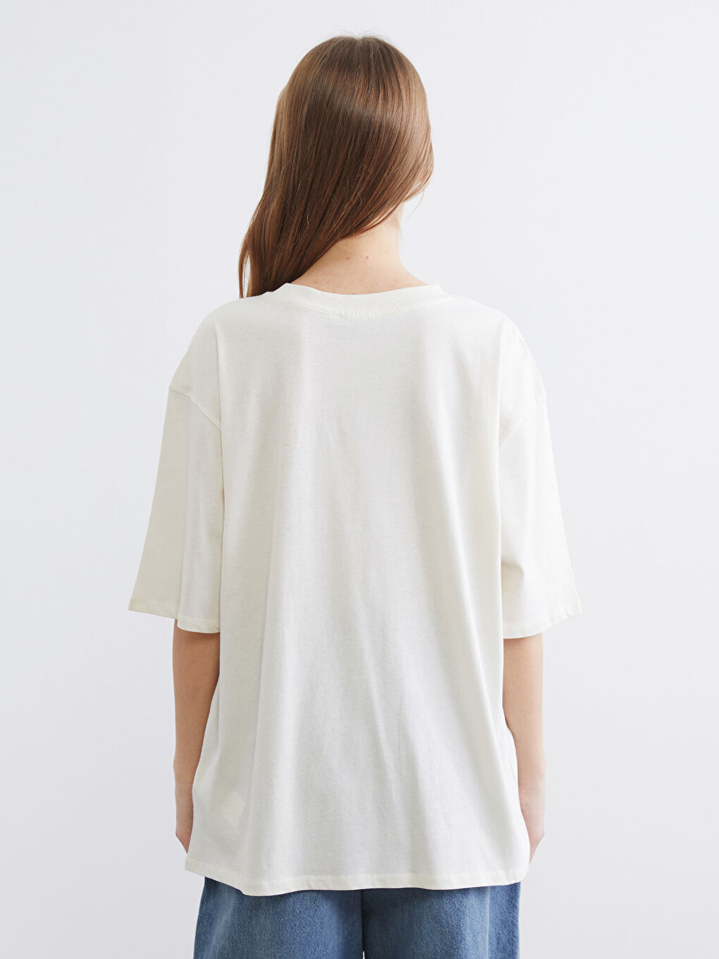 California Baskılı Oversize Kadın Tişört-3