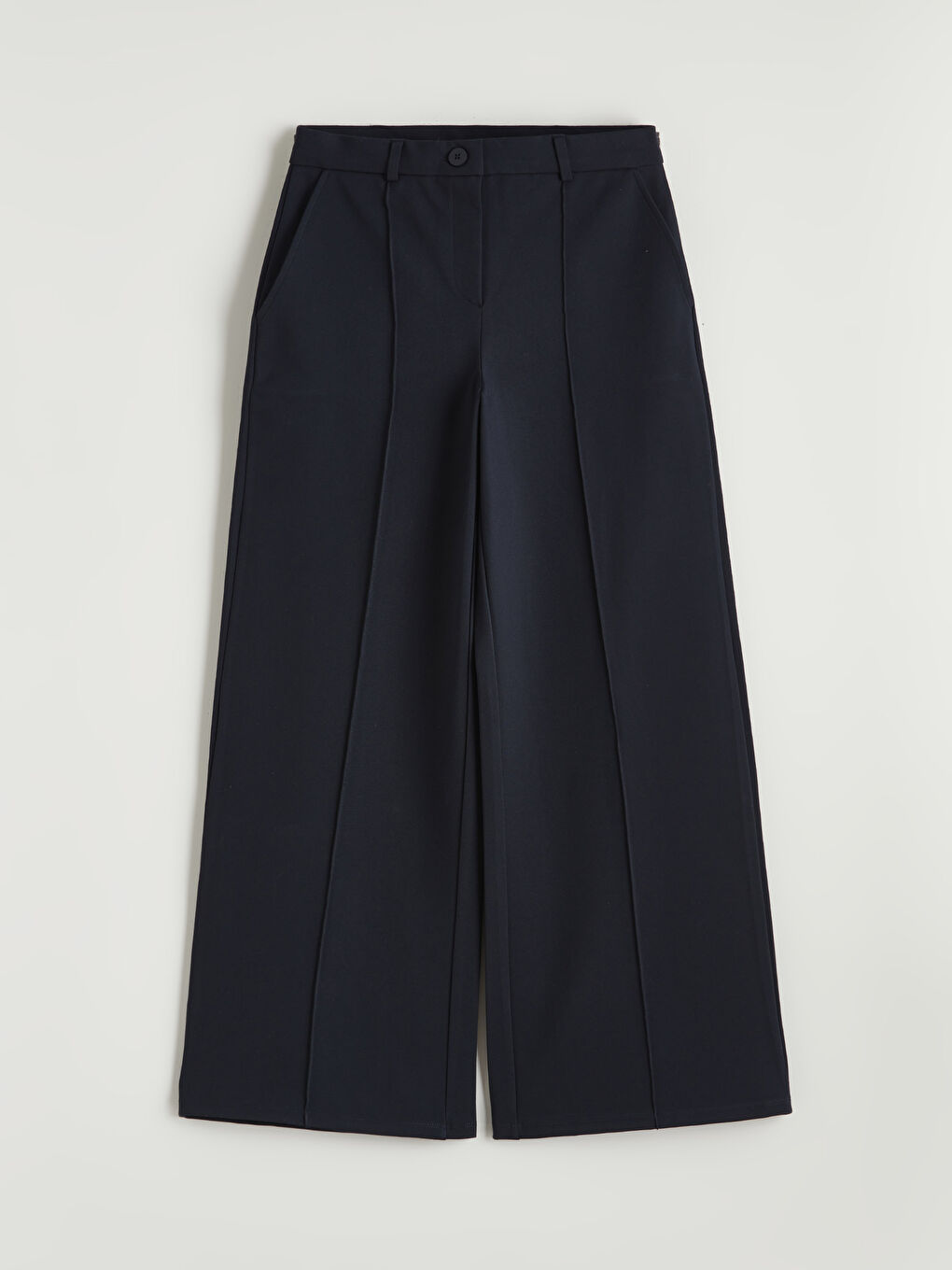 Lacivert Dikiş Detaylı Geniş Paça Kadın Pantolon-4