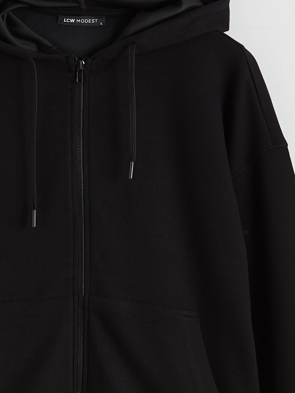 Siyah Kapüşonlu Soft Touch Kadın Fermuarlı Sweatshirt	-5