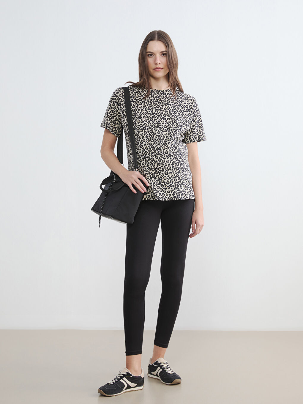 Siyah Karın Panelli Hamile Tayt