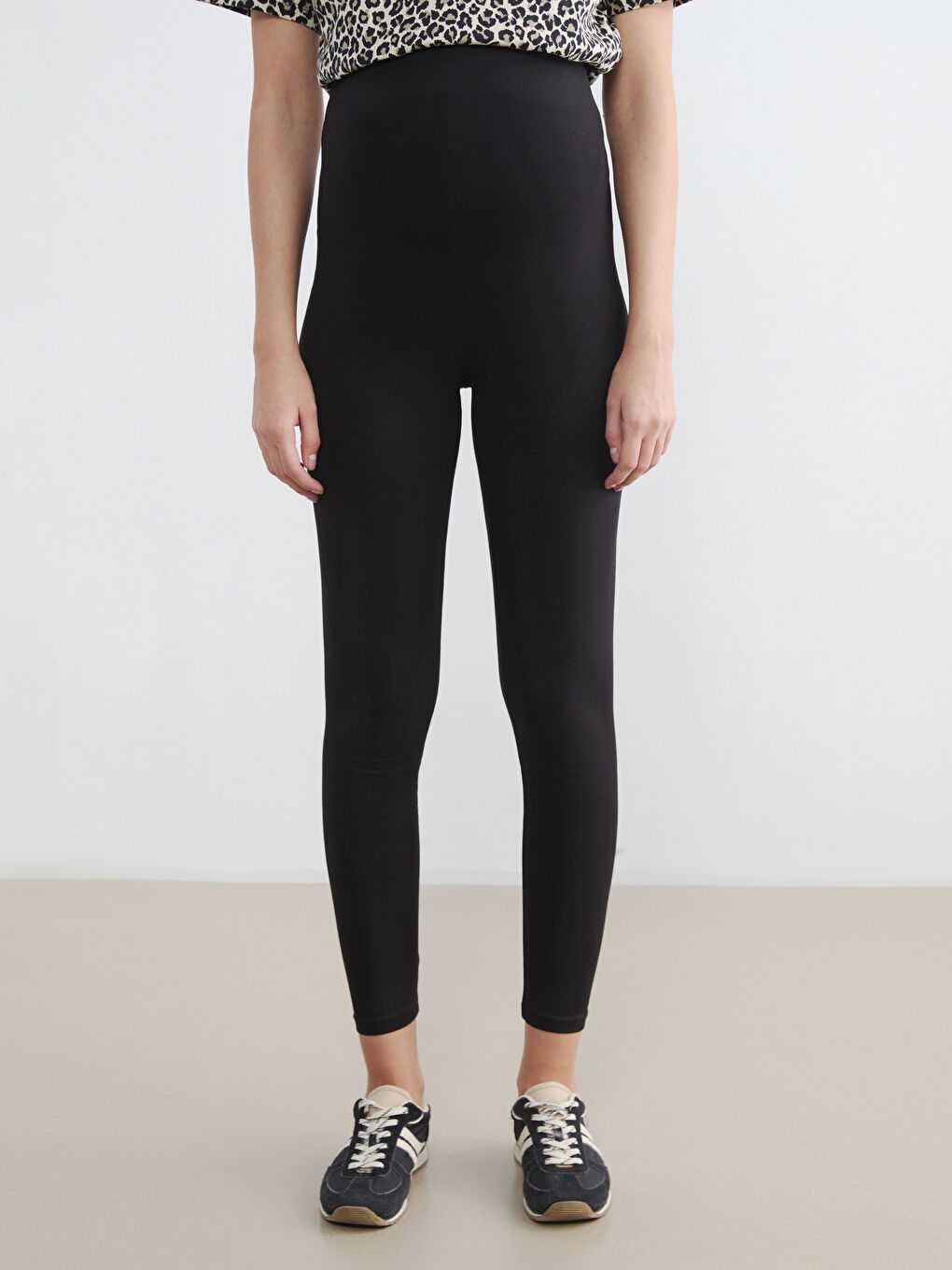 Siyah Karın Panelli Hamile Tayt-1