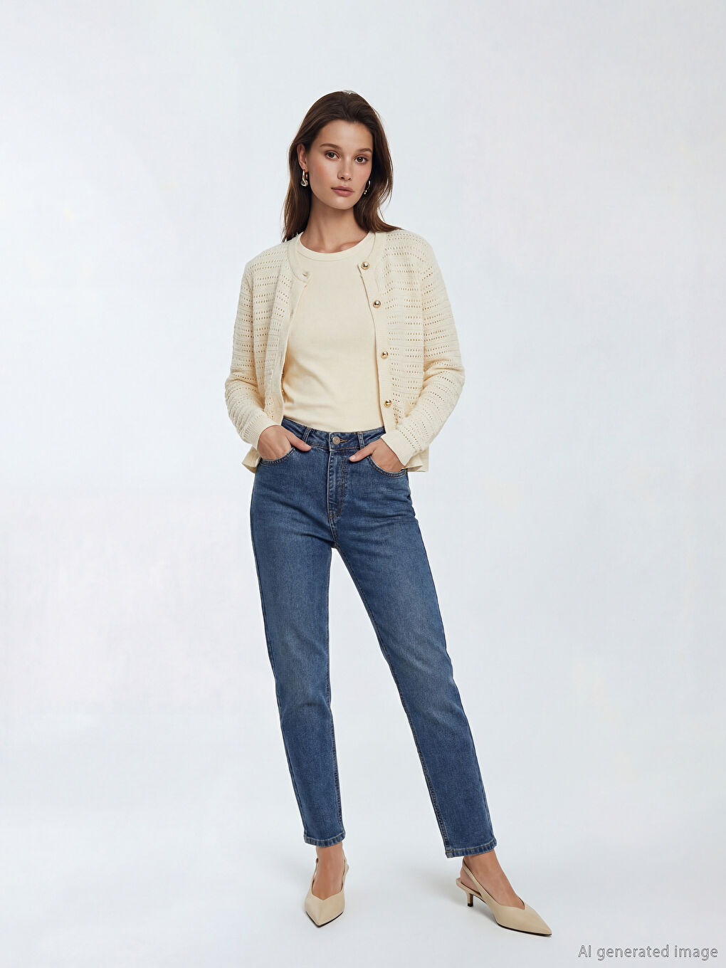 جينز حريمي موديل Mom Fit