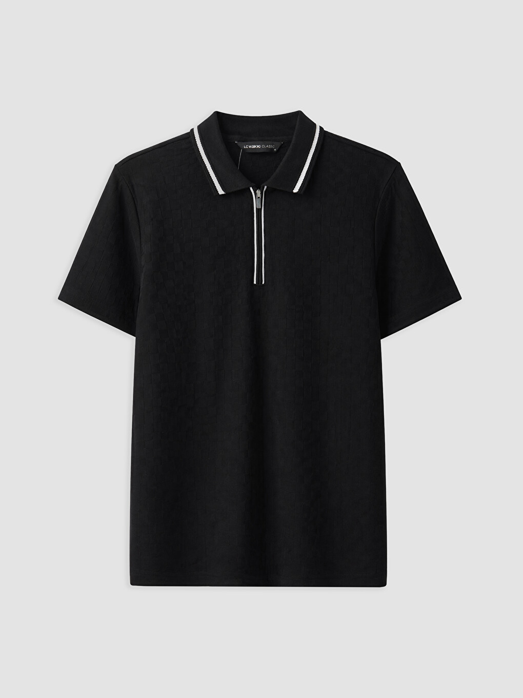 Siyah Polo Yaka Dokulu Erkek Tişört