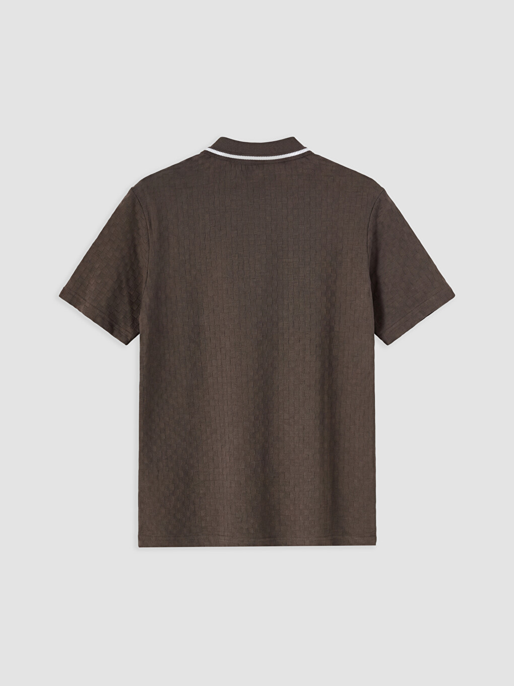 Kahverengi Polo Yaka Dokulu Erkek Tişört-5