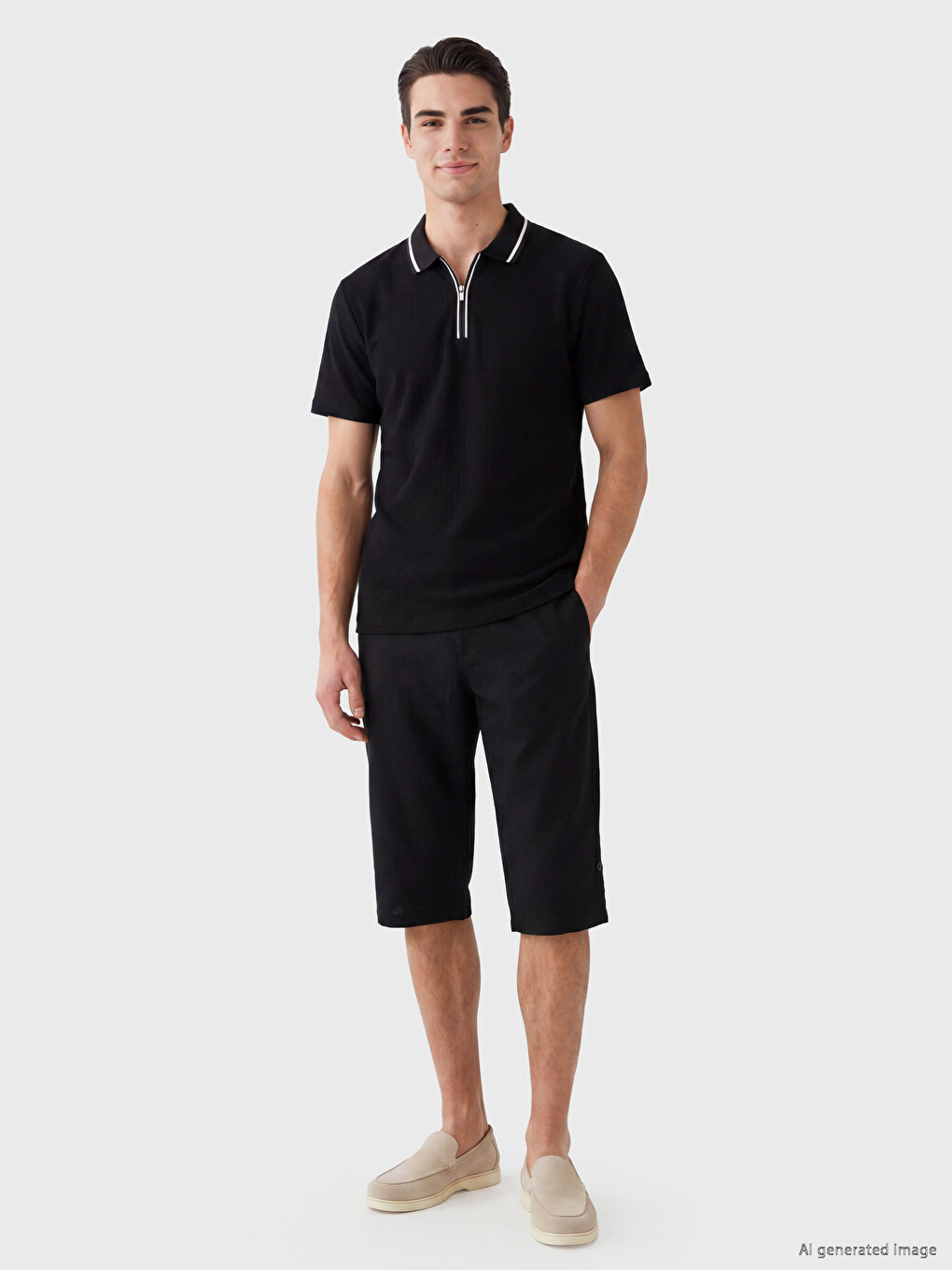 Polo Collar Structured Men's T-shirt-1