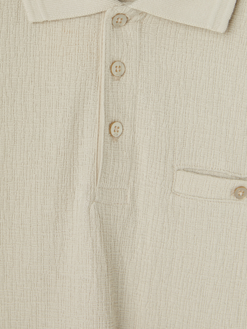 Bej Polo Yaka Strüktürlü Erkek Tişört-6