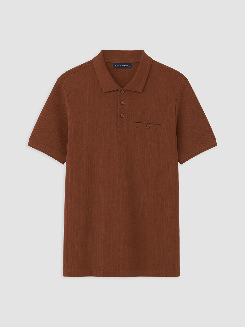 Kahverengi Standart Fit Polo Yaka Strüktürlü Erkek Tişört
