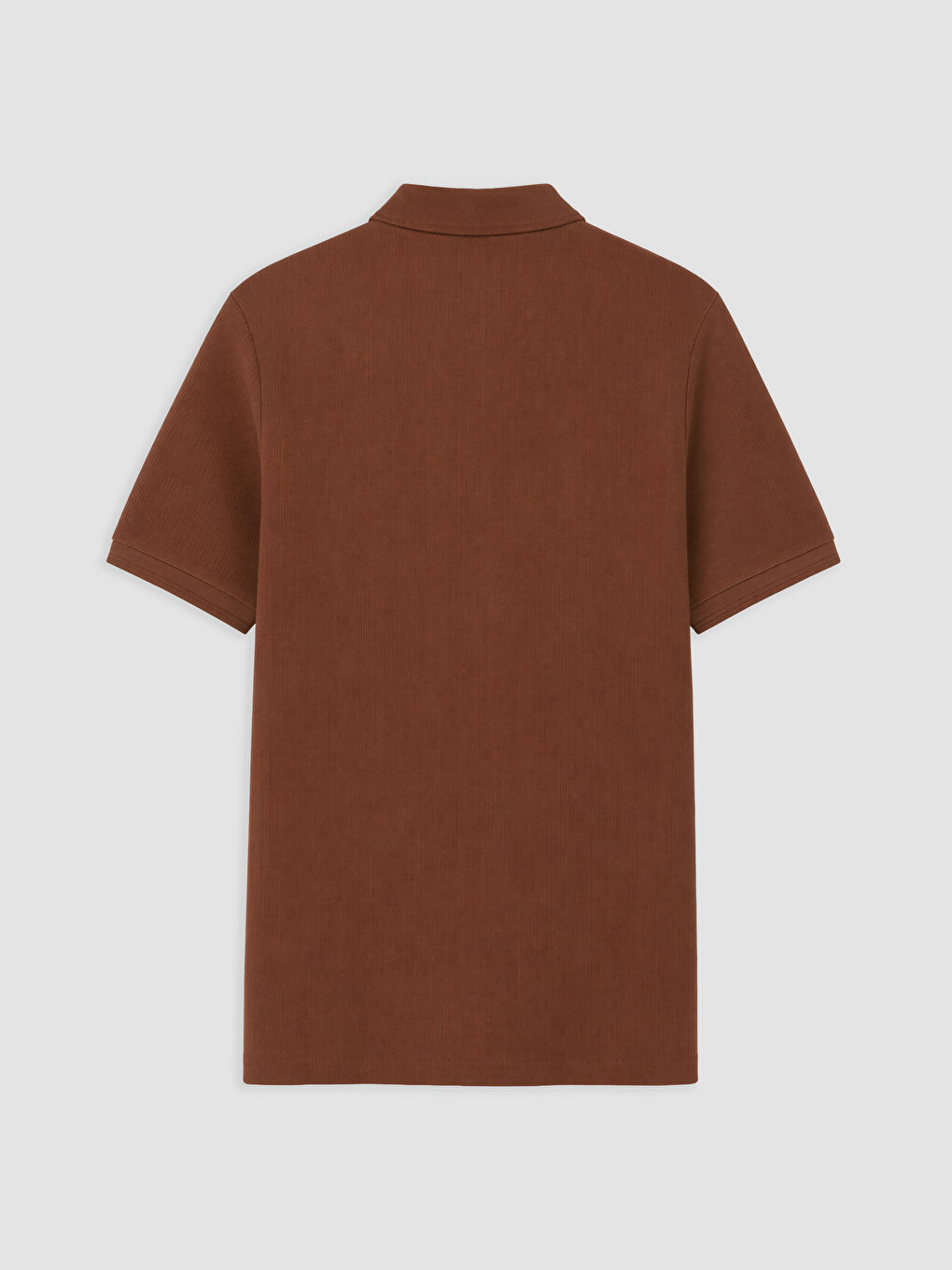 Kahverengi Standart Fit Polo Yaka Strüktürlü Erkek Tişört-1