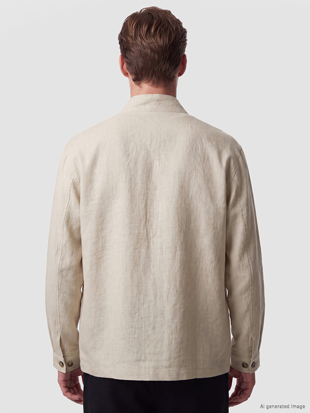 Gri Regular Fit %100 Keten Erkek Ceket-3