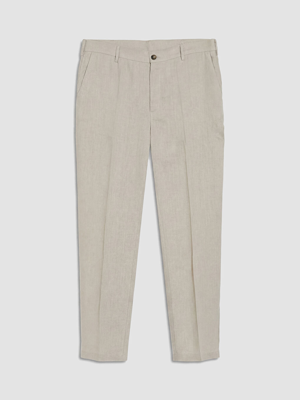 Gri Regular Fit %100 Keten Erkek Pantolon