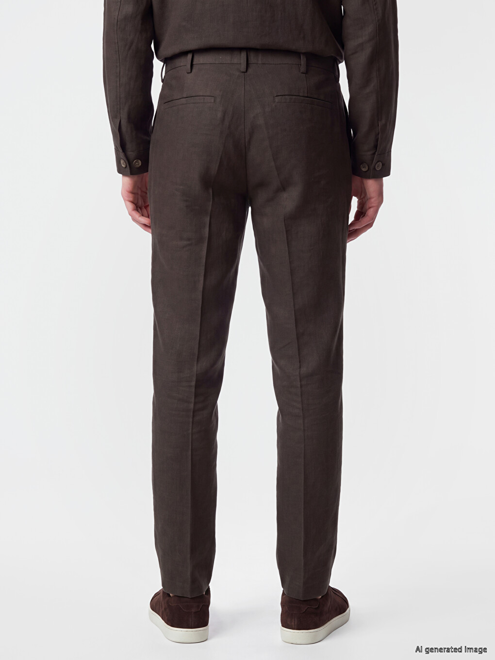 Haki Regular Fit %100 Keten Erkek Pantolon-3