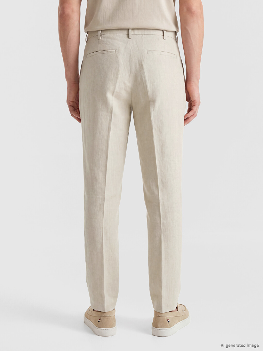 Gri Regular Fit %100 Keten Erkek Pantolon-3