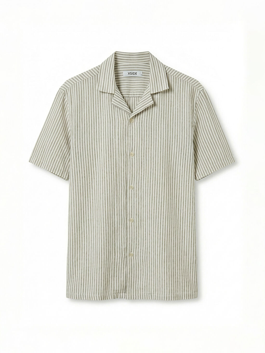 რეგულარული მოყვანილობის ქემპის საყელო ზოლიანი მამაკაცის პერანგი-4