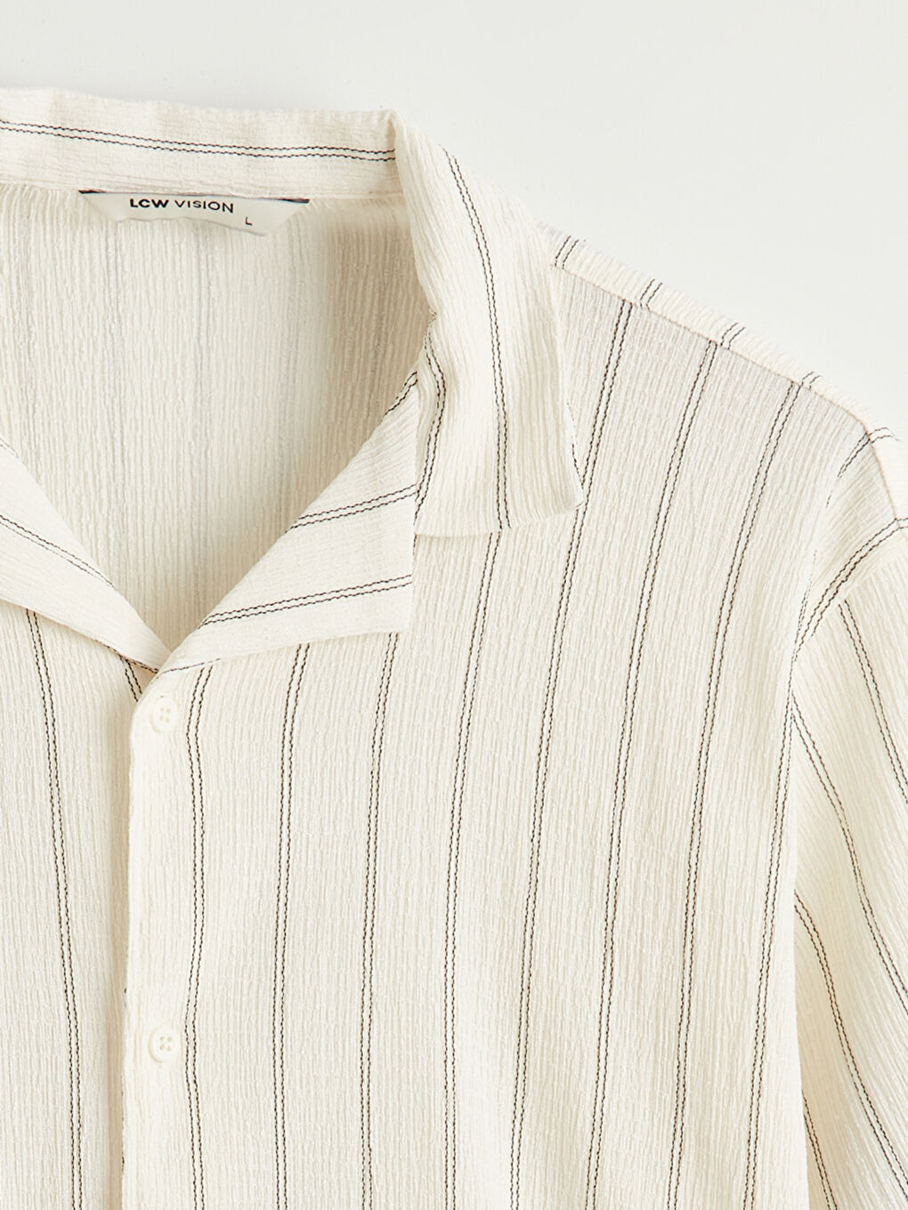 Regular Fit Resort Yaka Çizgili Erkek Gömlek-5