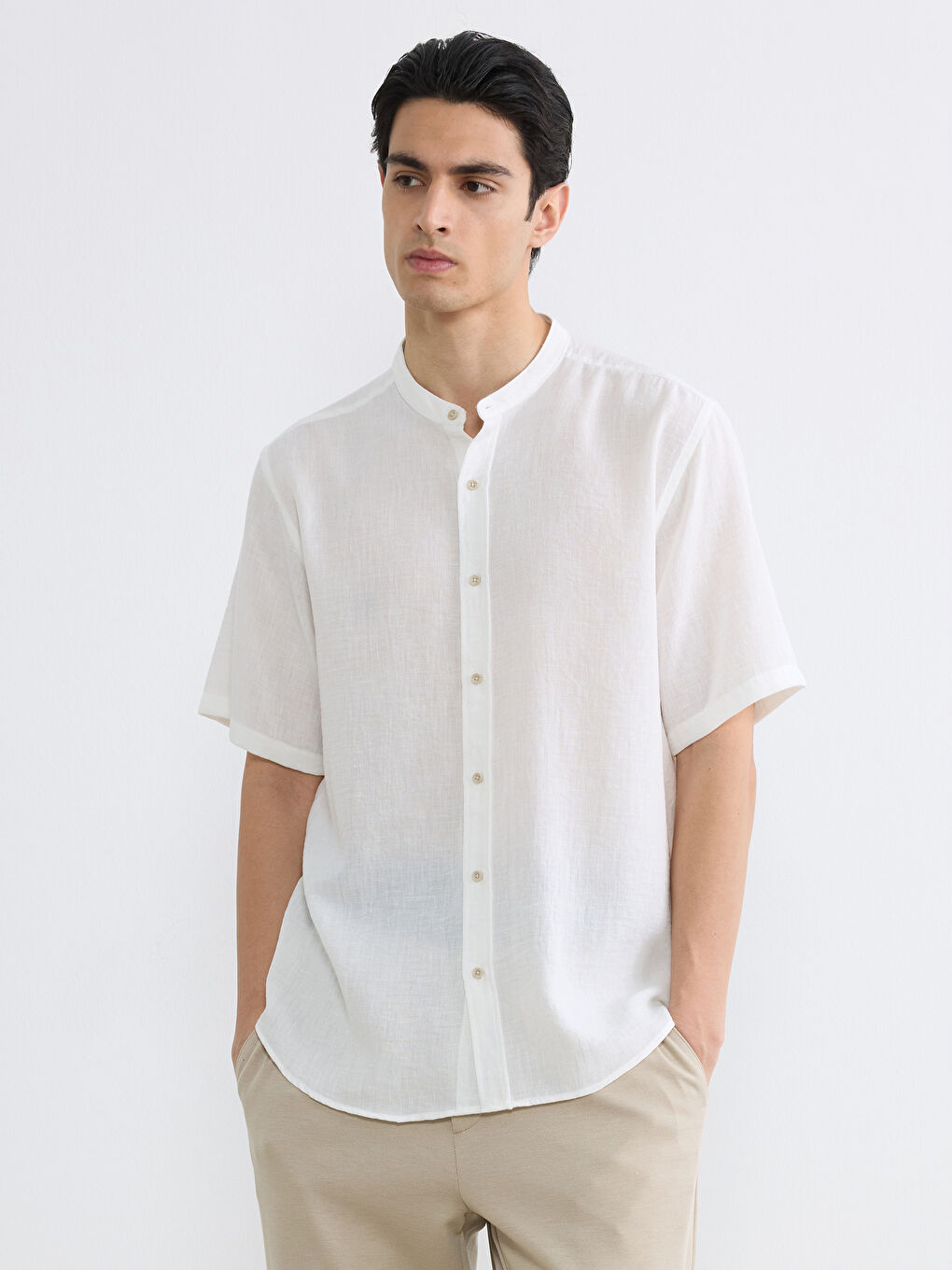 Regular Fit Grandad Collar Men's Shirt