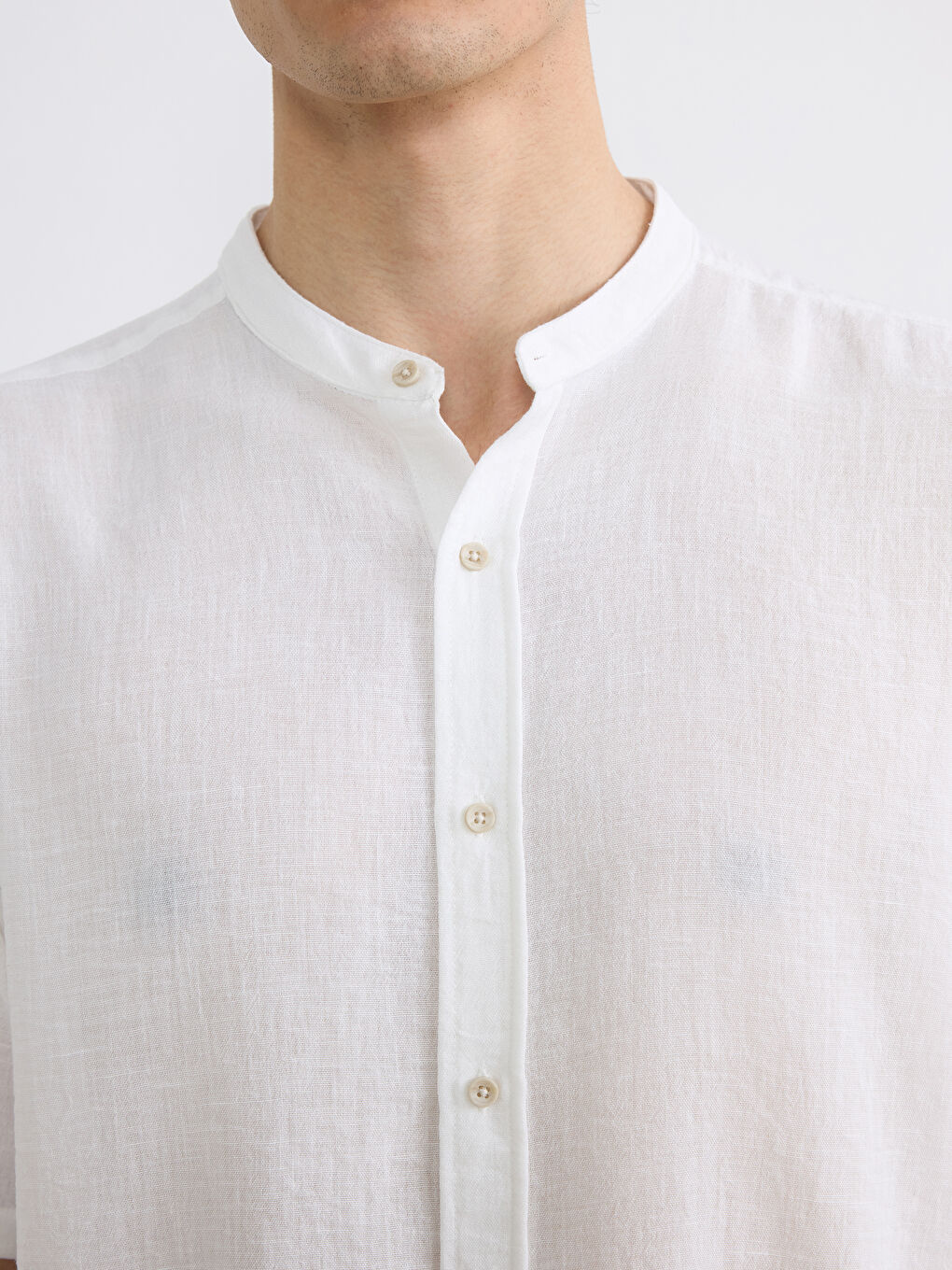 Regular Fit Grandad Collar Men's Shirt-2