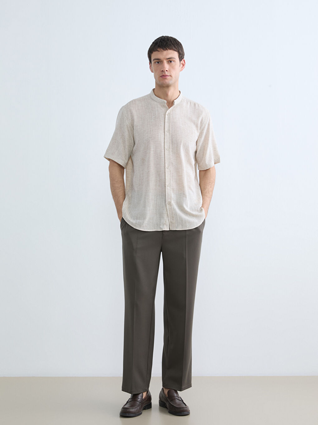 Chemise Homme à Col Officier Coupe Régulière-1