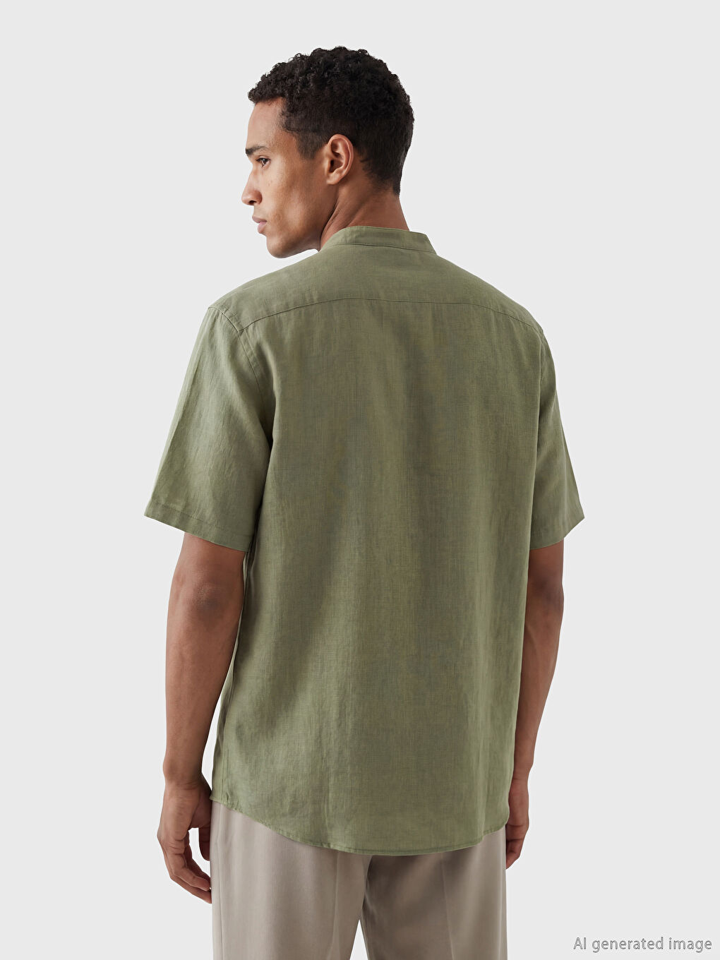 Κανονική Εφαρμογή Πουκάμισο με Γιακά Μπάντα για Άνδρες-2