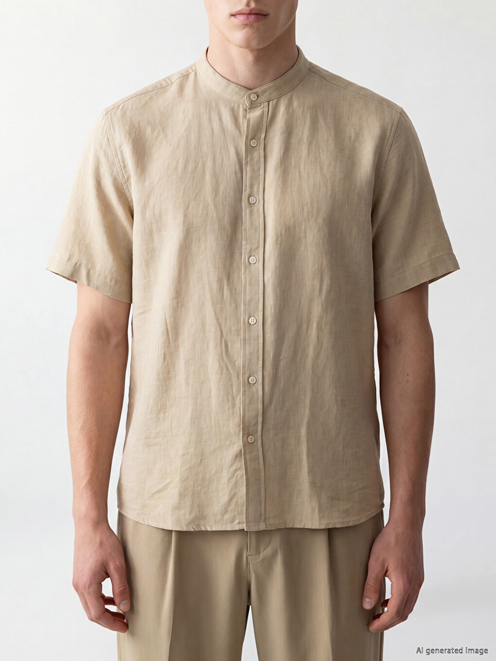 Regular Fit Grandad Collar Men's Shirt-2