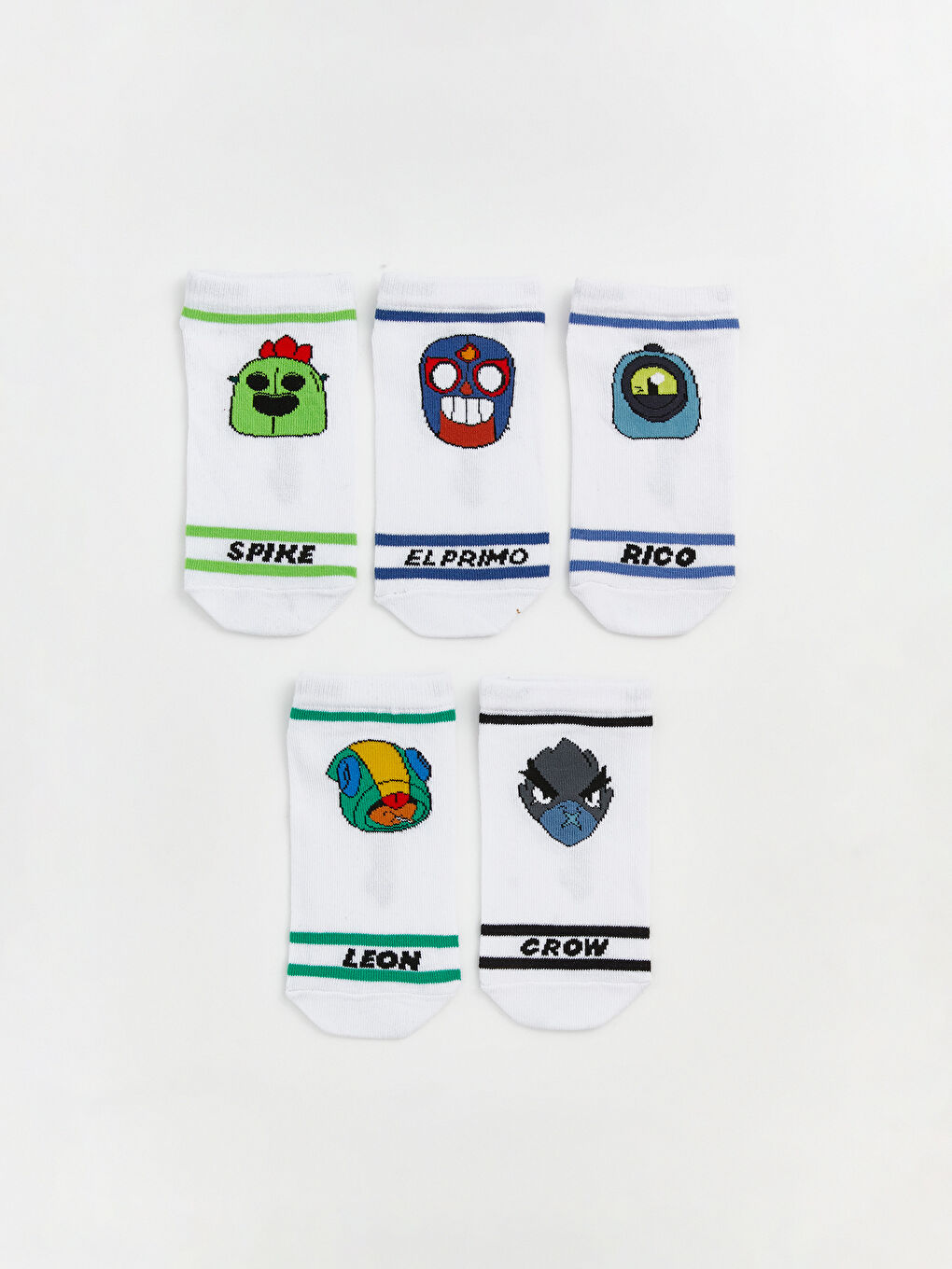 Karışık Brawl Stars Baskılı Erkek Çocuk Patik Çorap 5'li