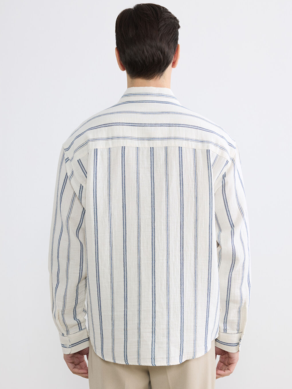 Mavi Regular Fit Çizgili Erkek Gömlek-3