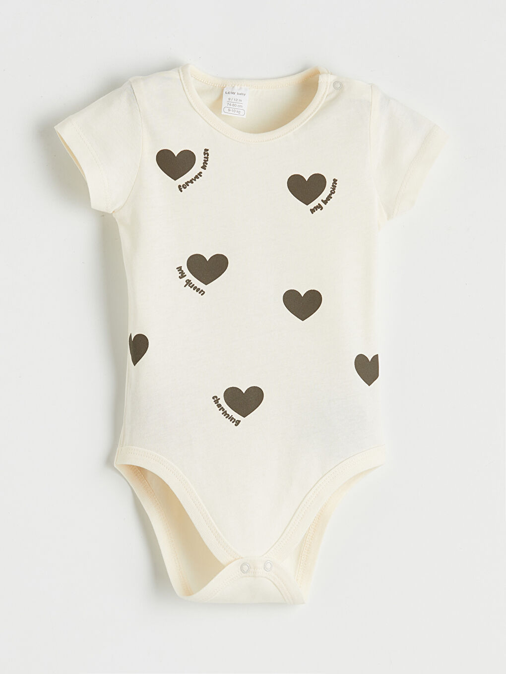 Ekru Bisiklet Yaka Kız Bebek Çıtçıtlı Body