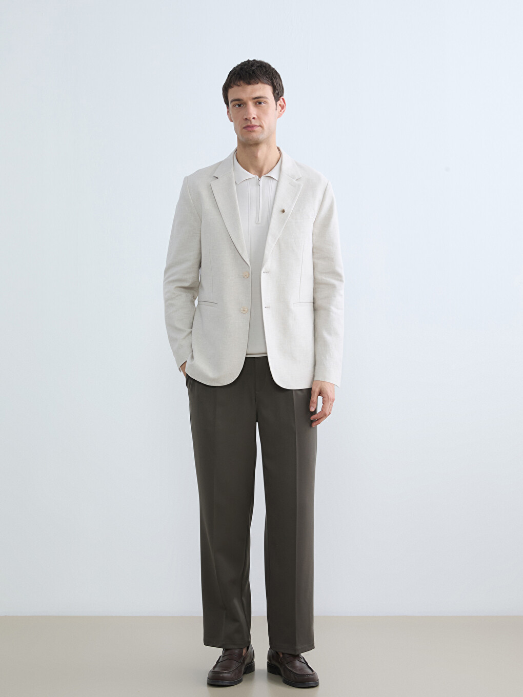 Regular Fit Erkek Keten Karışımlı Blazer Ceket-2