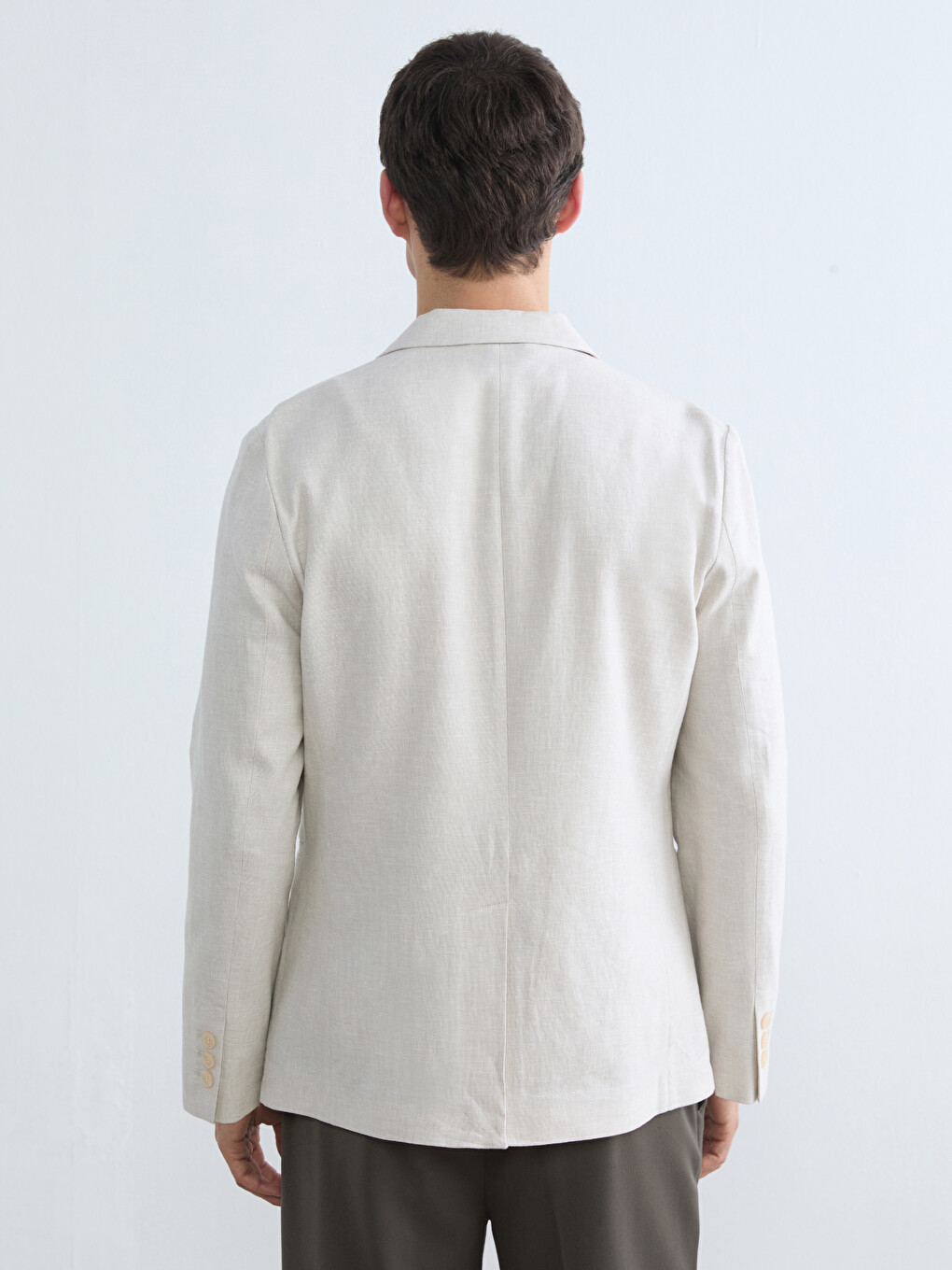 Regular Fit Erkek Keten Karışımlı Blazer Ceket-5