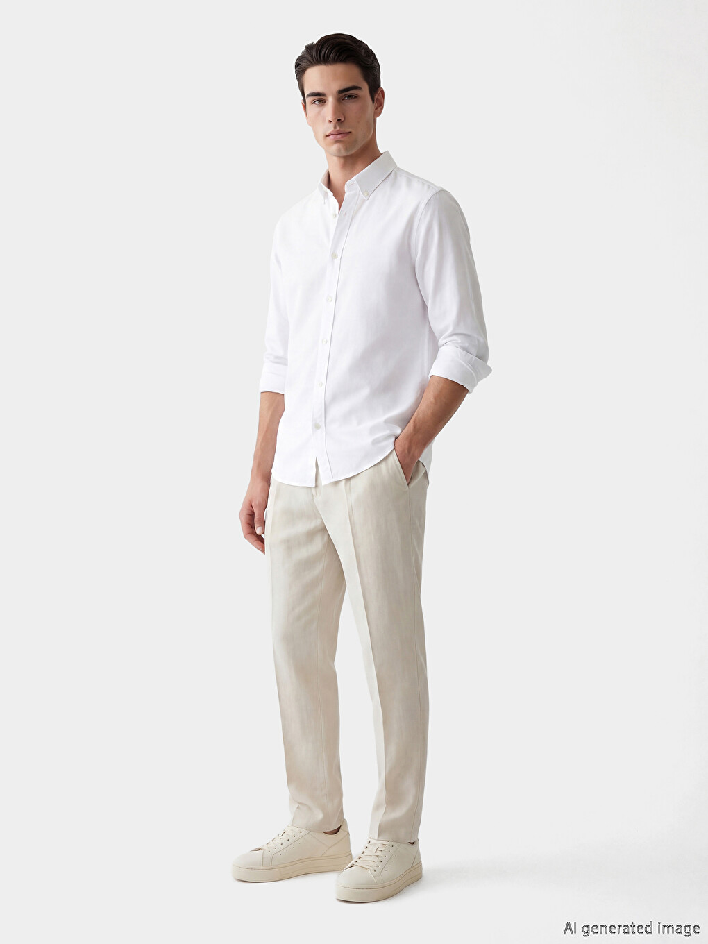 Regular Fit Linen Blend Men's Trousers