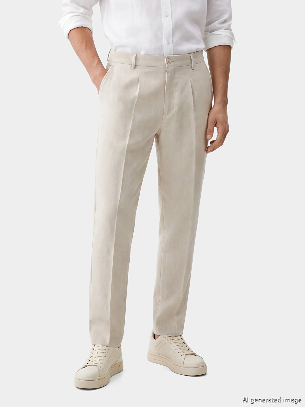 Regular Fit Linen Blend Men's Trousers-1