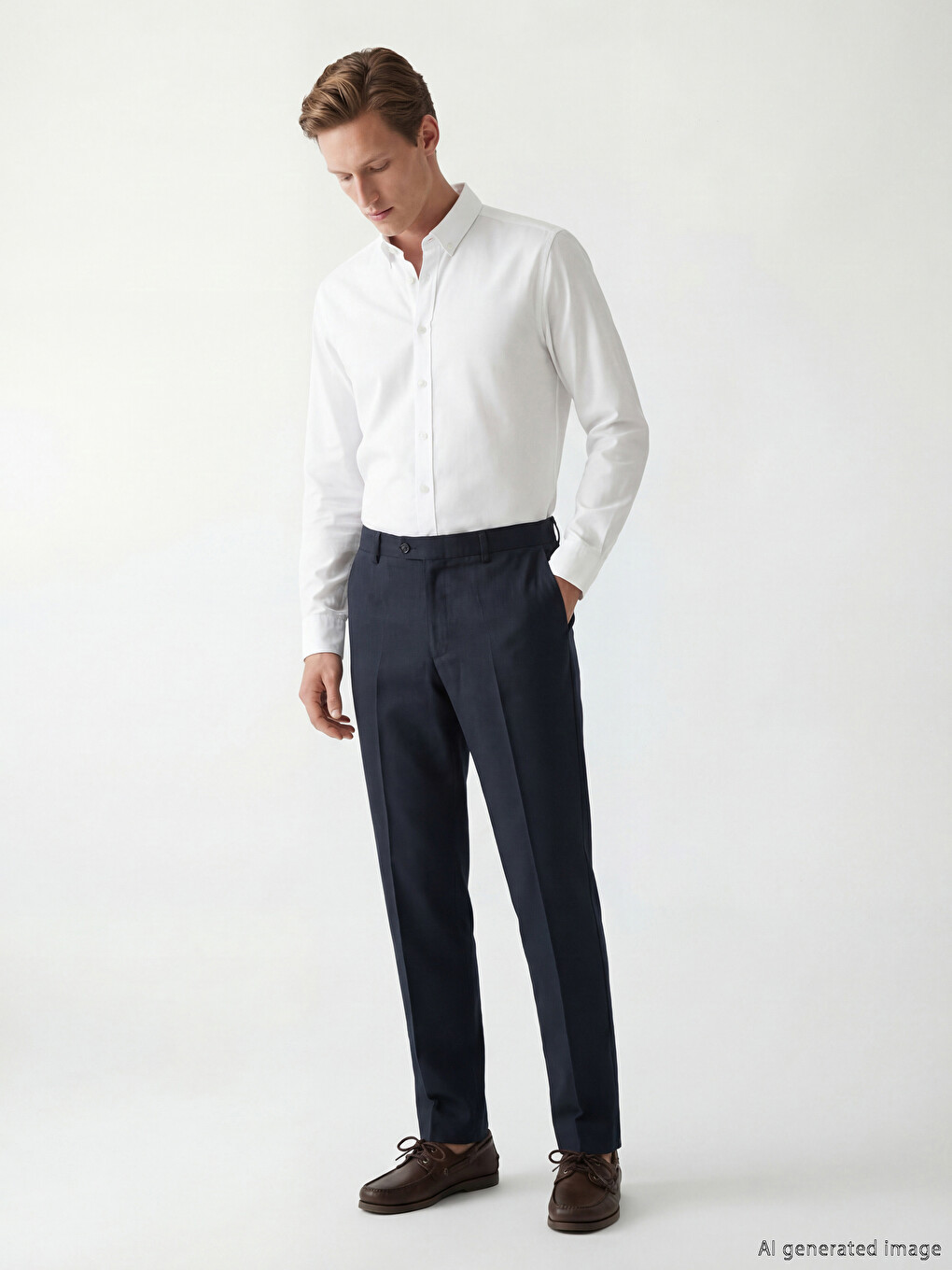 Regular Fit Linen Blend Men's Trousers
