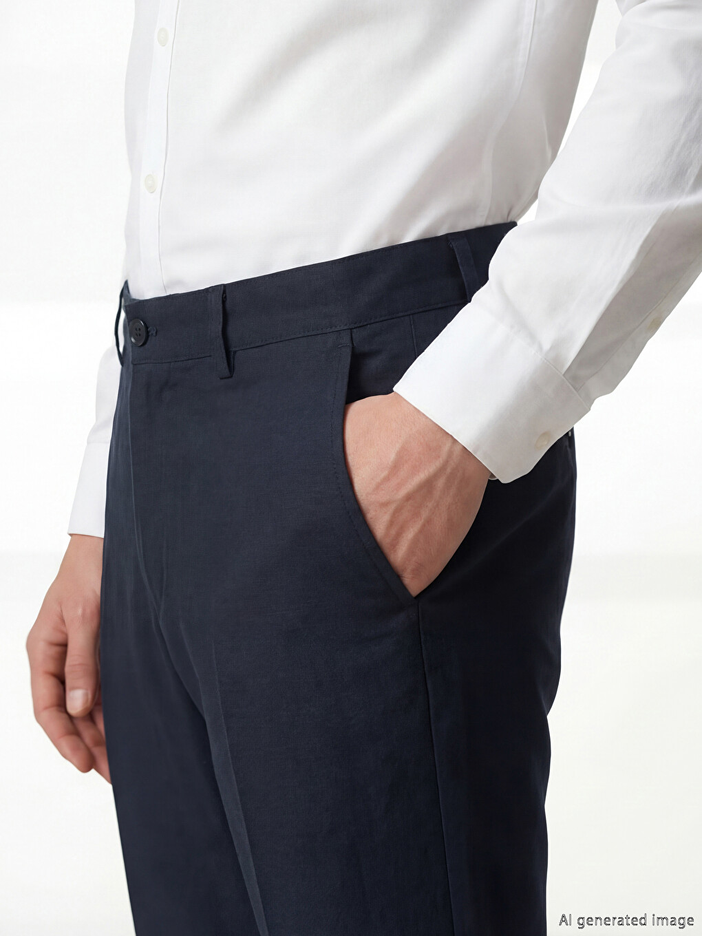 Regular Fit Linen Blend Men's Trousers-2