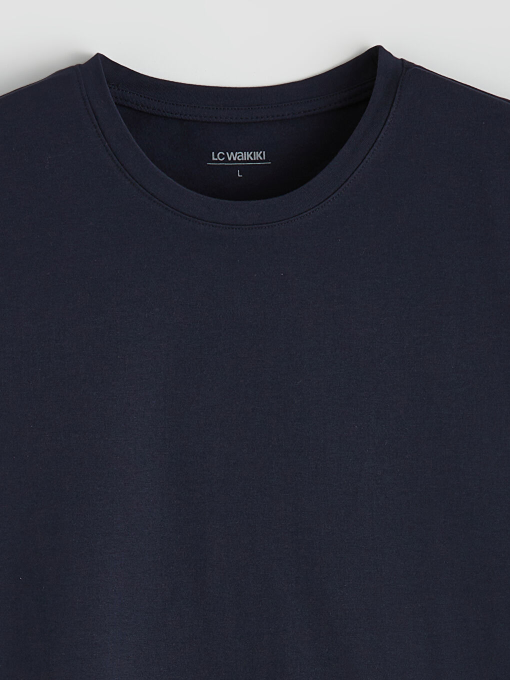 Lacivert Bisiklet Yaka Penye Erkek Tişört-5