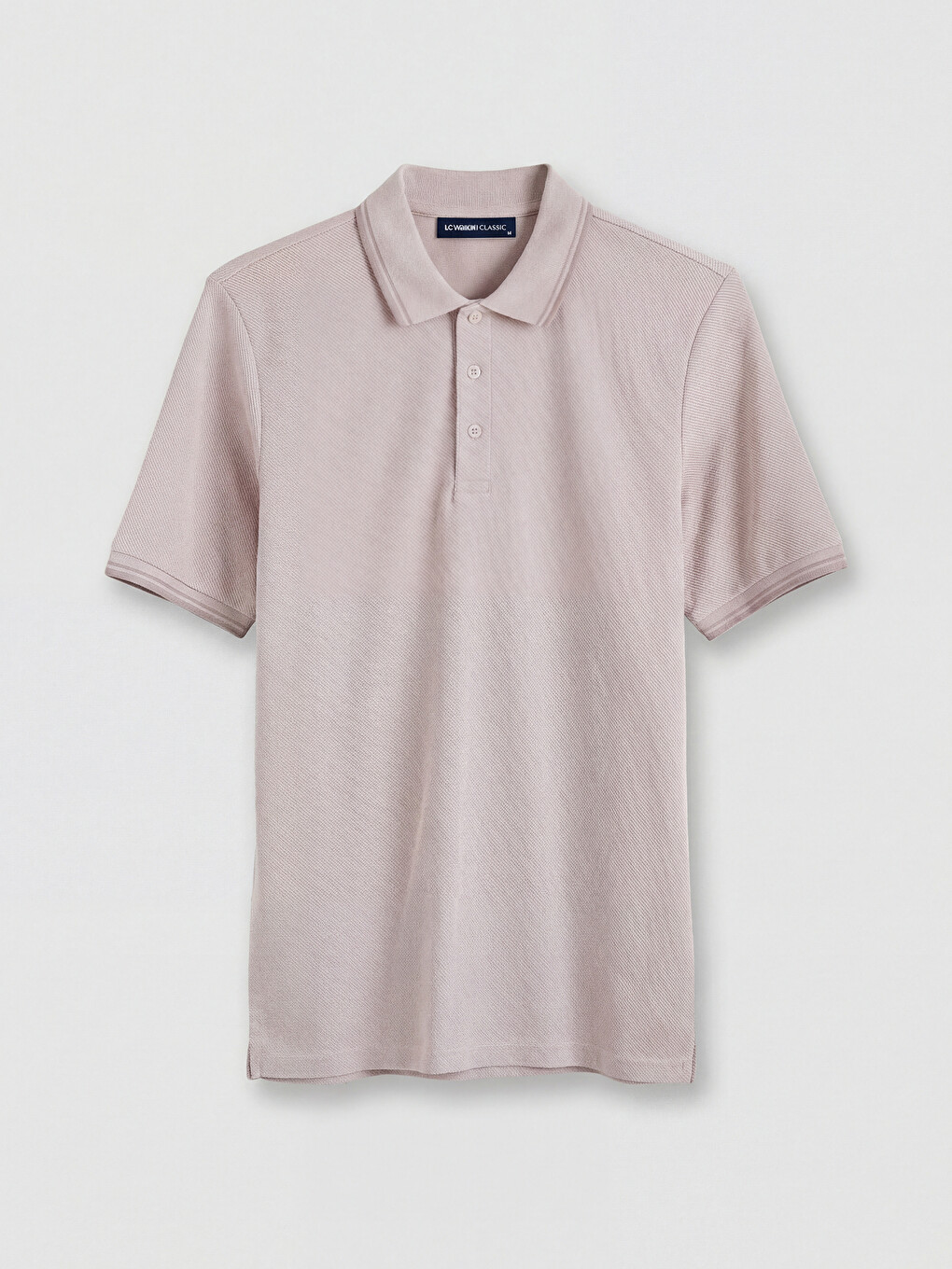 Pembe Polo Yaka Dokulu Erkek Tişört-4