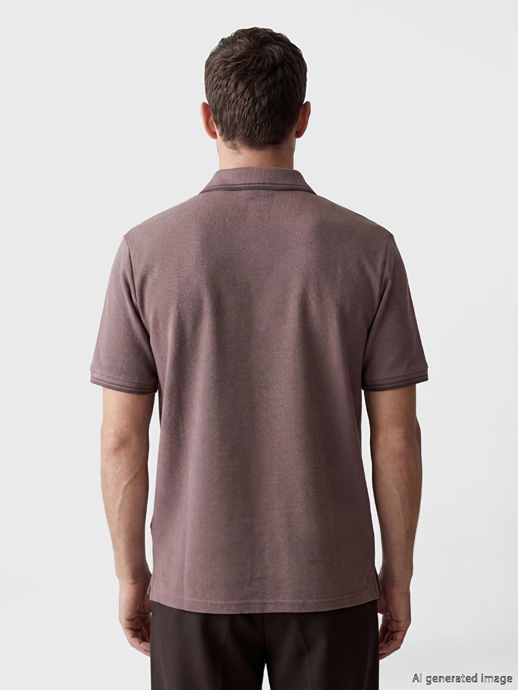 Pembe Polo Yaka Dokulu Erkek Tişört-3