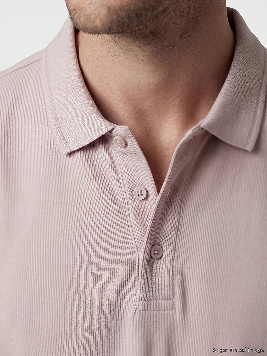 Pembe Polo Yaka Dokulu Erkek Tişört-2